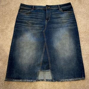 Raw hem denim skirt, size 14